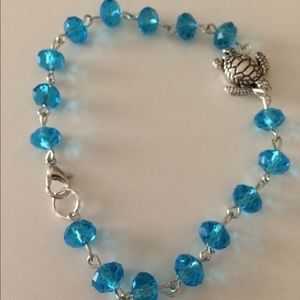 Blue and silver turtle bracelet